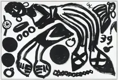A. R. Penck, Untitled, acrylic on canvas; framed