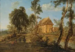 Gillis Neyts, Rural river landscape, oil on panel, parqueted
