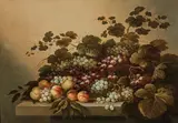 Roelof Koets, Still life with grapes and peaches, 1640, oil on panel