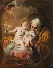 Carlo Carlone, Joseph with the Christ child, oil on canvas