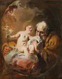 Carlo Carlone, Joseph with the Christ child, oil on canvas