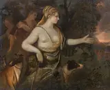 Adriaen Cornelisz Beeldemaker, Diana and her entourage, oil on canvas, unframed