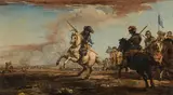 called Il Borgognone Jacques Courtois, Military commander leading a cavalry troop into battle, oil on canvas