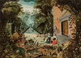 Adrian van Stalbemt, Vertumnus and Pomona, c. 1620/30, oil on panel, parquetted
