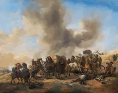 Philips Wouwerman, An assault upon carriages, c. 1650/55, oil on canvas
