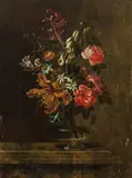 Johann Caspar Hirschely, Flower still life, oil on panel