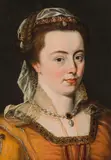 Jacopo Zucchi, Portrait of an elegant lady with pearls, oil on panel
