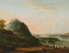 Josef Heideloff, View of Klosterneuburg, Leopoldsberg, Bisamberg and Korneuburg from Vienna, 1779, oil on panel
