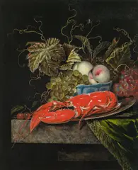 Othmar Elliger, Still life with lobster on pewter plate, 1665, oil on panel