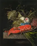 Othmar Elliger, Still life with lobster on pewter plate, 1665, oil on panel