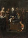 Pasquale de Rossi, Saint Radegund heals the poor, oil on canvas