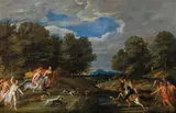 Frans Wouters, Meleager and Atalanta on the calydonian boar hunt, oil on canvas