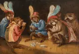 David Teniers the Younger, Monkeys playing cards, oil on panel