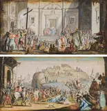 Johann Wilhelm Baur, Christ carrying the cross and Ecce homo/Pilate presenting Christ to the people (counterparts), watercolour on paper
