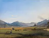 Jakob Alt, Inntal, view from Hall/Tyrol at Innsbruck, 1851, mixed media on paper