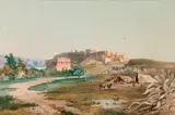 Vincenzo Lanza, View of the Temple of Hephaistos and the Acropolis in Athens, watercolour on paper