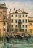 Bernhard Fiedler, Venetian canal, 1844, watercolour on paper