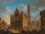 Woldemar Hermann, Procession in front of the Cathedral of Siena, 1832, oil on canvas