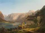 Anton Schiffer, View of the Hallstättersee, oil on canvas
