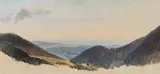 View of Hintere Wand near Miesenbach towards Piestingtal and Steinfeld - Morning Mood (nature study) by Friedrich Gauermann, oil on paper, sold Oct 2019