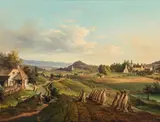 Vinzenz Kreuzer, View of the Augustinian Canons monastery in Vorau, oil on cardboard