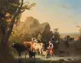 Edmond Jean-Baptiste Tschaggeny, The ford, 1845, oil on panel