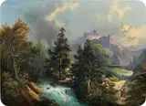 Gustav Barbarini, Mountain landscape with river, oil on canvas