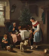 Johan Mari ten Kate, Christmas, oil on canvas