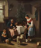 Johan Mari ten Kate, Christmas, oil on canvas
