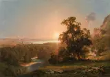 Heinrich Otto, Landscape with sunset, oil on canvas