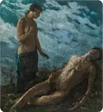 Rudolf Böttger, Selene visits the sleeping Endymion, 1925, oil on canvas