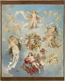 Karl Schweninger, Allegorical scene (study for a ceiling painting), oil on canvas; unframed