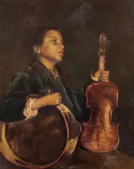Anton Romako, The little musician, oil on canvas