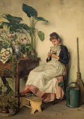The young florist by Carl Zewy, oil on canvas, sold Oct 2019