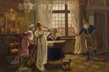 Max Volkhart, An unexpected visitor, 1898, oil on canvas