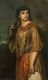 Anton Romako, Girl with tambourine, oil on canvas
