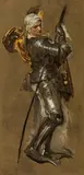 Solomon Joseph Solomon R.A., St. George with his lance (study), c. 1906, oil on paper on cardboard