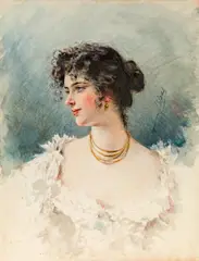 Portrait of a young Venetian woman by Eugen von Blaas, 1898, watercolour on paper, unframed, sold Oct 2019