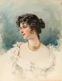 Eugen von Blaas, Portrait of a young Venetian woman, 1898, watercolour on paper, unframed