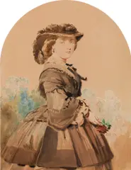Franz Xaver Winterhalter, Portrait of Princess Mary Adelaide of Cambridge, Duchess von Teck (1833-1897), Great-grandmother of Elisabeth II., 1857, watercolour on paper