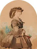 Franz Xaver Winterhalter, Portrait of Princess Mary Adelaide of Cambridge, Duchess von Teck (1833-1897), Great-grandmother of Elisabeth II., 1857, watercolour on paper