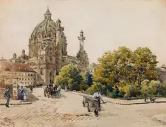 Richard Pichler, St. Charles Church in Vienna, 1921, watercolour on paper