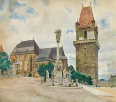 Carl Müller, Perchtoldsdorf, 1917, watercolour on paper