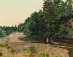 Hans Enzinger, River landscape near Haindorf am Kamp, 1920, oil on canvas