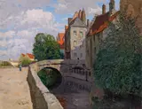 Alfred Zoff, Pont Flamand in Brügge, oil on cardboard