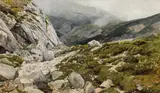 Alfred Zoff, Mountain valley at Triglav, oil on canvas on cardboard