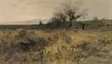 Roman Kochanowski, Autumn landscape with pastures, 1892, oil on panel