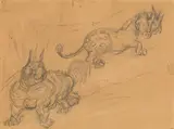 Two fantasy animals by Alfred Kubin, pencil on paper, sold Jun 2019