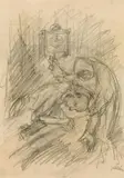 Tod und Tischler by Alfred Kubin, pencil on paper, sold Jun 2019