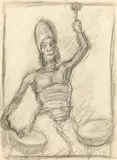 Der blinde Pauker (study for the lithograph) by Alfred Kubin, pencil on paper, sold Jun 2019